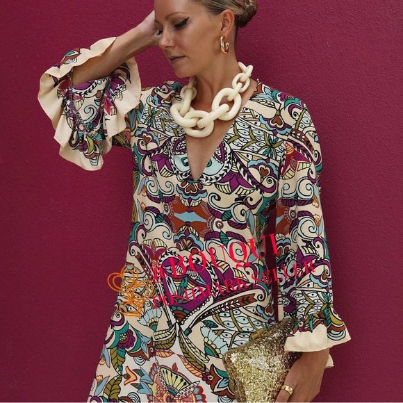 BLOGGERS FAV ZARA MULTICOLORED PRINTED DRESS - Picture 5 of 7